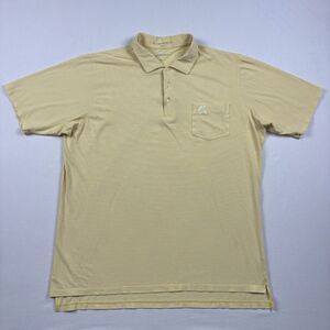 B Draddy Shirt Mens L Golf Polo Yellow White Pima Cotton Striped Short Sleeve